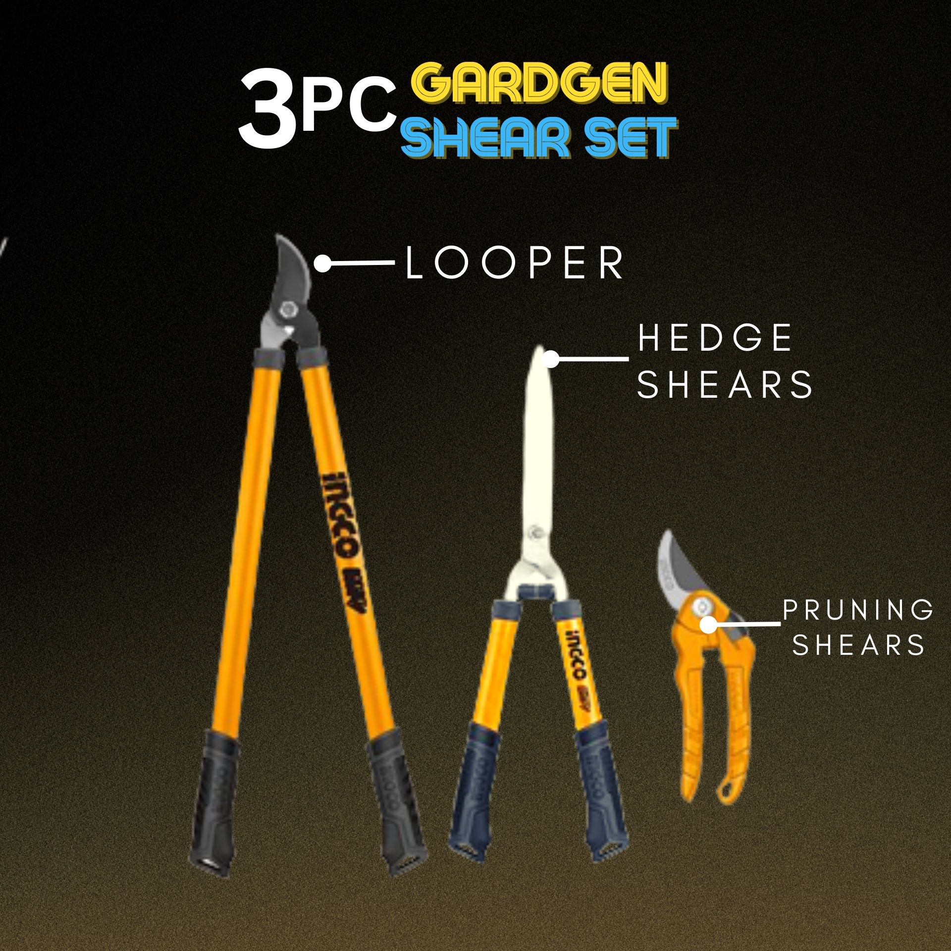 INGCO 3 PCS GARDEN SHEARS SET SPCL GLOBAL