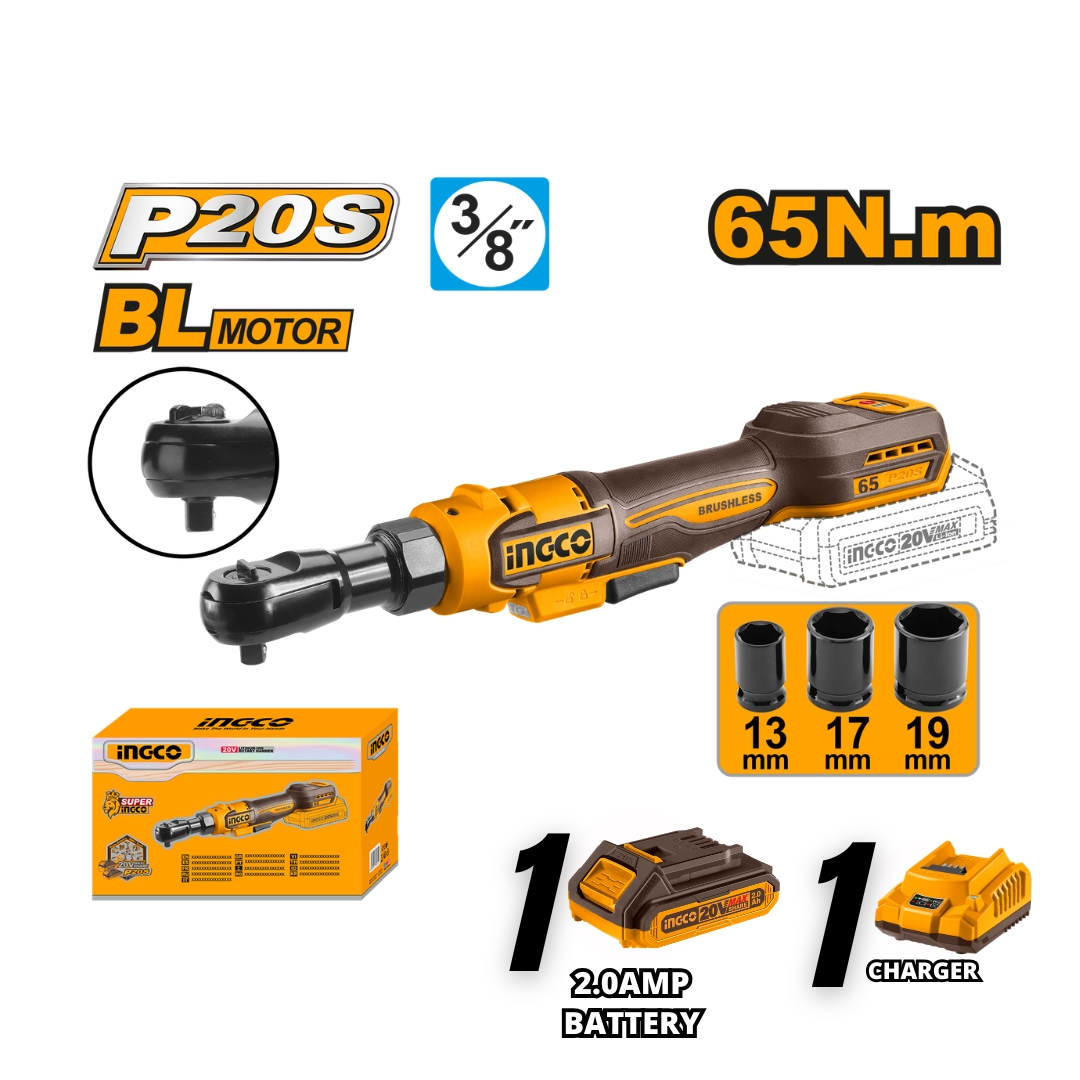 Ingco Rachet Power Tools INGCO 20V Cordless Drive Ratchet 3/8