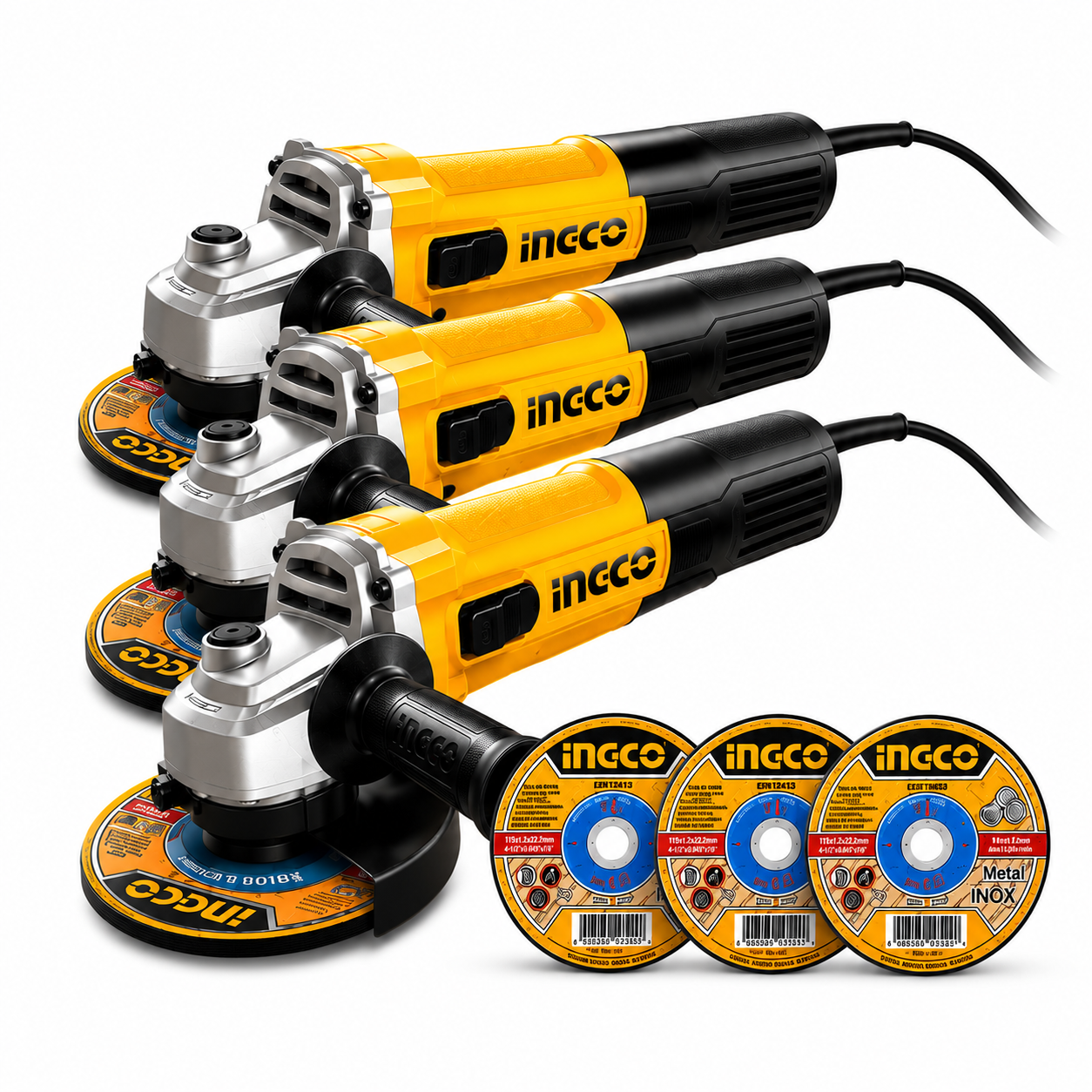 INGCO Contractor's Grinder Pack – 3 x 710W 4½