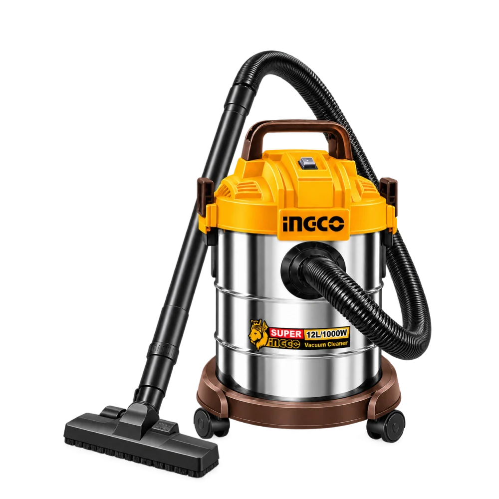INGCO 1000W Wet & Dry Vacuum Cleaner – 12L Metal Tank | HEPA Filter